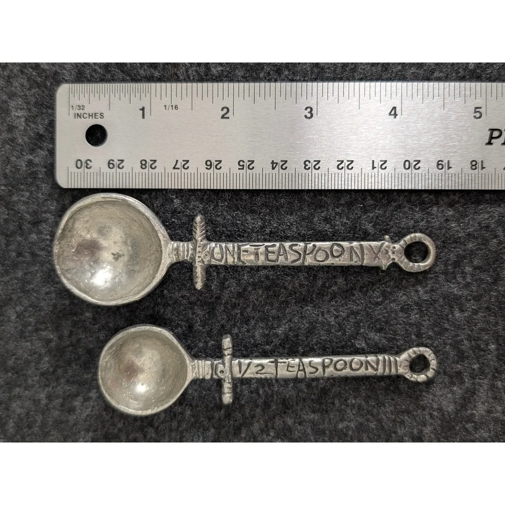 Crosby and Taylor Pewter Measuring Spoon Set Incomplete 1 tsp 1/2 tsp Artisan